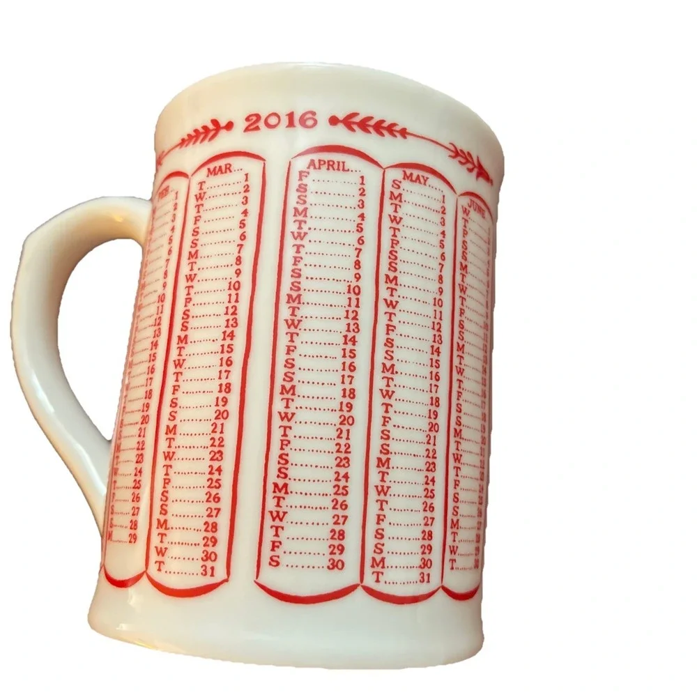 Williams Sonoma Coffee Mug 2016 Calendar Cup 14 oz Porcelain Gift Anniversary‎